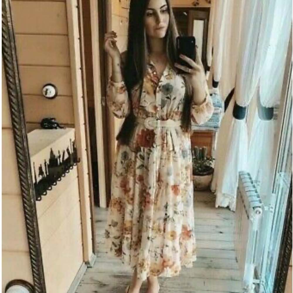 NWT Long Sleeve Tiered Zara Floral Dress - Picture 4 of 14